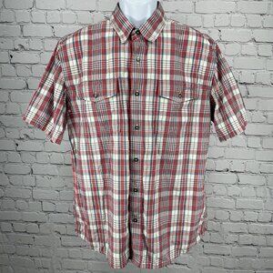 Orvis Plaid Active Fit Lightweight Button Down Short Sleeve Shirt Size Large L
